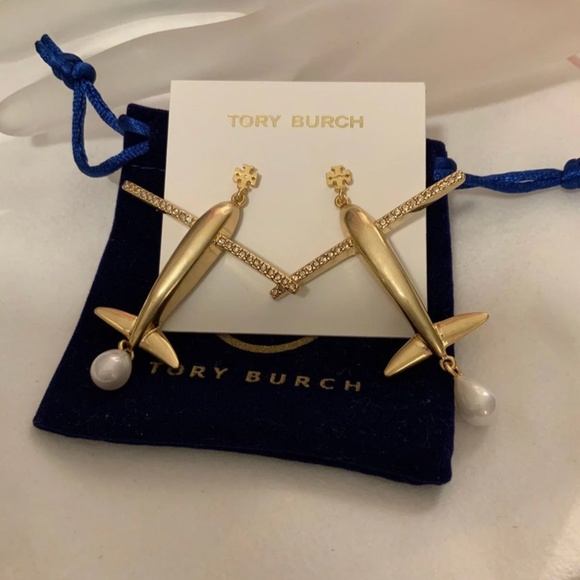 Tory Burch glitter pearl airplane earrings - Picture 6 of 9